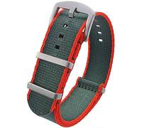Talk Time NATO Seat Belt Weave Nylon Watch Strap Band Green Red 22mm