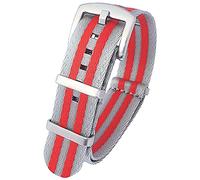 Talk Time NATO Seat Belt Weave Nylon Watch Strap Band Grey Red Stripe 22mm