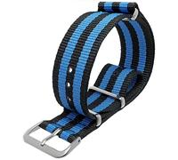 Talk Time NATO Watch Strap G10 Nylon Black and Blue Stripe (20mm)