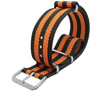 Talk Time NATO Watch Strap G10 Nylon Black and Orange Stripe (18mm)
