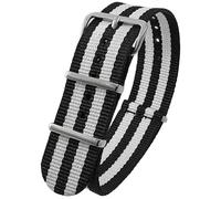 Talk Time NATO Watch Strap G10 Nylon Black and White Stripe (22mm)