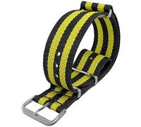 Talk Time NATO Watch Strap G10 Nylon Black and Yellow Stripe (22mm)