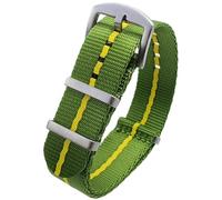 Talk Time NATO Watch Strap Seat Belt Weave Nylon Green and Yellow (18mm)
