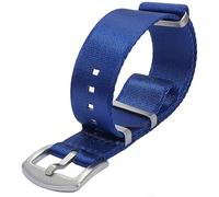 Talk Time NATO Watch Strap Seat Belt Weave Nylon Ultra Smooth Blue 18mm