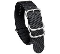 Talk Time NATO Zulu 4 Ring Heavy Duty Black Nylon Watch Strap PVD Buckle 24mm