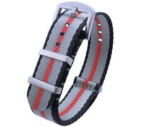 Talk Time Premium NATO Watch Strap Seat Belt Weave Nylon Black Grey Red (20mm)