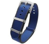 Talk Time Premium NATO Watch Strap Seat Belt Weave Nylon Blue and Grey with Brushed Stainless Steel Buckle (18mm)