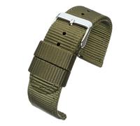 Talk Time Quick Release Watch Strap Olive Green Woven Nylon with Polished Stainless Steel Buckle (22mm)