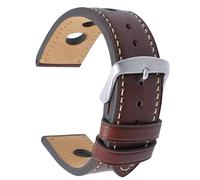 Talk Time Rally Racing Watch Strap Genuine Calf Leather Brushed Stainless Steel Buckle 20mm Brown
