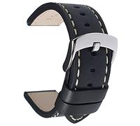 Talk Time Thick Leather Watch Strap Genuine Padded Calf Black 20mm