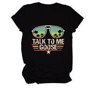 Talk to ME Goose Cotton Monogram Print Summer Crewneck Short Sleeve Loose TEE Black 3XL