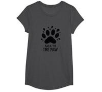 Talk to The Paw - Playful Pet Lover T-Shirt, Girls, Dark Heather Grey, Small
