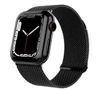 TALK WORKS Compatible for Apple Watch Bands 38mm / 40mm / 41mm for iWatch Series 6, 5, 4, 3, 2, 1, SE - Stainless Steel Mesh Adjustable Magnetic Loop Strap for Women/Men - Black
