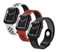 TALK WORKS Compatible with Apple Watch Band 42mm / 44mm / 45mm - 3-Pack Sporty Watch Bands - Comfort Fit Adjustable Loop Closure Strap for iWatch Series 7, 6, 5, 4, 3, 2, 1, SE - White, Black, Red