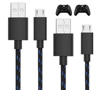TALK WORKS Controller Charger Cord for Xbox One - 2 Pack 10 ft Nylon Braided Micro USB Charging Cable - Also Android Compatible with Samsung Galaxy, PS4