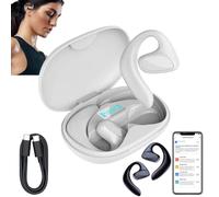 Talkbuds Translator, Qinux Talkbuds, AI Translation Earbuds Real Time, 144 Languages & Accents, Open Ear Clip Wireless Bluetooth Headphones Language Translation Device for Travel, Business (White)