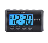 Talking Alarm Clock for Visually Impaired - Large Numbers Desk Clock - Day Clock for Seniors - Battery Operated Large Display Alarm Clock by TimeChant 1714,Black