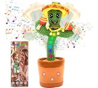 Talking Cactus Toy with LED English Songs, Singing Cactus Dancing Musical Tummy Time Toys Baby Mimicking Repeats What You Say, Boys Girls Interactive Toys Gifts for 0-6 6-12 Months Babies