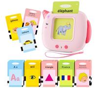 Talking Flash Cards, 420 Words Early Educational Toy, Preschool Learning Machine with English for 2-6 Year Old kids, Montessori Toys for Toddlers, Interactive Gift for Boys Girls (French Pink)