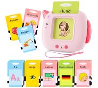 Talking Flash Cards, 420 Words Early Educational Toy, Preschool Learning Machine with English for 2-6 Year Old kids, Montessori Toys for Toddlers, Interactive Gift for Boys Girls (German-Pink)