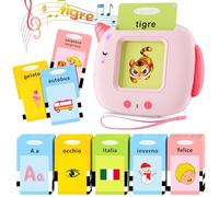 Talking Flash Cards, 420 Words Early Educational Toy, Preschool Learning Machine with English for 2-6 Year Old kids, Montessori Toys for Toddlers, Interactive Gift for Boys Girls (Italy-Pink)