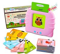 Talking Flash Cards Learning Toys for Toddlers 1-6 Year Old,British English, 224 Words, Audible Educational Toys, Preschool Learning Resource Electronic Interactive Toy Birthday Gifts for Kids-Pink