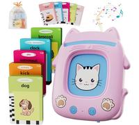 Talking Flashcards for Children, Electight Sensory Toys for Autism, Educational Learning Resources, Interactive Toys, Birthday Gift for Kids Aged 2 to 6 Years, Pink
