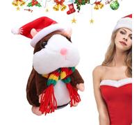 Talking Hamster - Pp Cotton Filling Repeating Toy, Hamster Plush, Automatic Shaking Head Electronic Pet With Hat And Scarf Educational Tool For Children Playroom Birthday Party Family Game Night