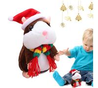 Talking Hamster, Sound Recording Plush Animal Toy, Automatic Shaking Head Electronic Pet with Hat and Scarf Educational Tool for Children Playroom Birthday Party Family Game Night