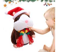 Talking Hamster Toy | Sound Recording Stuffed Animals Toy | Automatic Shaking Head Plush Doll with Hat and Scarf Electronic Pet for Children Boys Girls Playroom Family Game Night Christmas Party