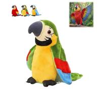 Talking Parrot Repeat What You Say Electronic Mimicry Pet Plush Toy, Funny Pronunciation Talking Parrot Soft Toy, Birthday Xmas Gift, Interactive Sensory Educational-Toy (Green)