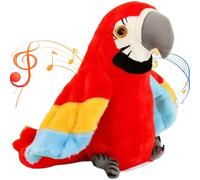 Talking Parrot, Repeat What You Say Parrot Toys, Speaking Stuffed Animals Plush Toy Electronic Record Animated Bird Shake Wing Talking Toys for Kids Boys Girls Gift, Red