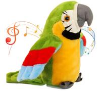 Talking Parrot, Repeat What You Say Parrot Toys, Speaking Stuffed Animals Plush Toy Electronic Record Animated Bird Shake Wing Talking Toys for Kids Boys Girls Gift, Green