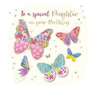 Talking Pictures Handmade Special Daughter Birthday Card - Beautiful Butterflies - Foil and Embossed Finish - for Her