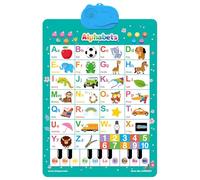 Talking Poster - 60x40cm Alphabet Number Piano Songs Game | 180g Animal Vocabulary Interactive Electronic Learning Chart, Educational Sound Board, Ages 1-6 Classroom Home Nursery