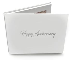 Talking Print 7" IPS HD Video Memory Book - 'Happy Anniversary' Silver Foiled On Cover - A5 Hard Backed Video Brochure - 4GB memory, allows 4 hours playtime