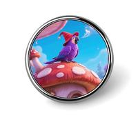 Talking Purple Parrot Lapel Pin Brooches Round Fashion Brooch Pin Cute Button Badges Alloy Button Pins Enamel Pins Metal Pinback for Hat Shirt Clothing Bags