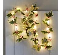 Talking Tables Holly Shaped LED String Lights for Indoor Use, Battery Operated, Christmas Table Decorations, Wedding, Valentine's Day, Engagement Party, Anniversary Dinner 2.6m