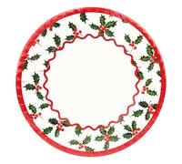 Talking Tables 10 x Disposable Paper Plates Elegant Pretty Holly Design Recyclable Tableware Dishes for Christmas, Birthday Party, Weddings, Anniversary 27cm