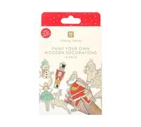 Talking Tables 10 x Paint Your Own Wooden Christmas Decorations with Twine, Painting Kit for Kids and Adults Craft for Kids Activity for Xmas with 2 x Brushes, Stocking Filler Ages 8+