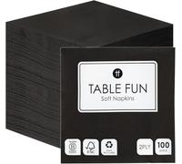 Talking Tables 100 x Bulk Pack Soft Black Paper Napkins, Disposable Party Serviettes for Birthday, Halloween, Weddings, Wakes, Catering, Everyday Tableware, Recyclable Made in EU, 2ply 33cm