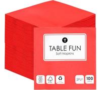 Talking Tables 100 x Bulk Pack Soft Red Paper Napkins, Disposable Party Serviettes for Birthday, Christmas, Weddings, Valentines, Hen, Catering, Everyday Tableware, Recyclable Made in EU, 2ply 33cm