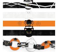 Talking Tables 100 x Calamity Coco Paper Chains |6.5 m| Halloween Paper Garland, Precut Spooky Prints with Cats, Ghosts & Spiders, DIY Halloween Party Decor & Classroom Craft