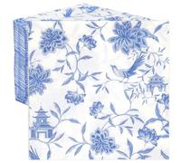 Table Kind 100 x Bulk Pack Soft Blue Chinoiserie Paper Napkins, Disposable Party Serviettes for Birthday, Weddings, Hen, Everyday Tableware, Catering, Christmas, Recyclable Made in EU 2ply 33cm