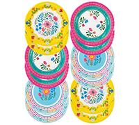 Talking Tables 12 Pack Boho Colourful Floral Paper Plates Disposable Tableware | for Hawaiian Theme, Summer Picnic, BBQ or Kids Birthday Encanto Party, 23cm