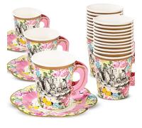 Talking Tables Alice in Wonderland Cup & Saucer Set | Mad Hatter Afternoon Tea Party Decorations for Birthday, Baby Shower, Weddings, Pack of 12, Paper, Mixed Colours, 12 Count (Pack of 1)