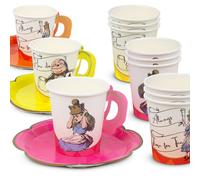 Talking Tables | 12x Alice in Wonderland Cup & Saucer Set, Mad Hatter Afternoon Tea Party Decorations for Birthday, Baby Shower, Weddings
