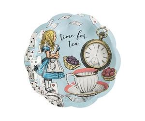 Talking Tables 12 x Blue Alice in Wonderland Small Plates Scalloped Edge Mad Hatter Tea Paper Plates Party Tableware Afternoon Tea Mother's Day Baby Shower Weddings 17cm