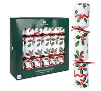 Talking Tables 12 x Christmas Crackers Eco Friendly Holly Design, Plastic Free with Drink Charms, Paper Hats & Jokes - Festive Table Decorations, Set of 12