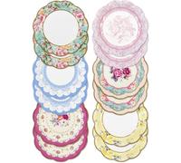 Talking Tables 12 x Pretty Floral Plates 17cm - Mother's Day Decorations & Vintage Afternoon Tea Plates for Parties, Weddings, Kids Birthdays, Baby Showers, Bridal, British Brand